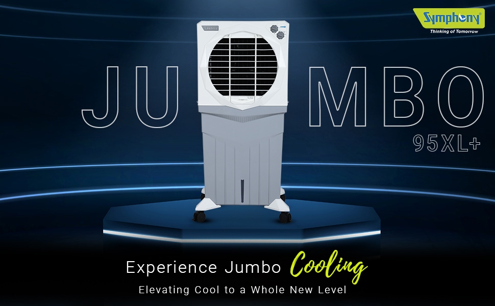 Symphony Jumbo 95 XL+ Desert Air Cooler with 95 Litres Capacity, Pads, Powerful Fan